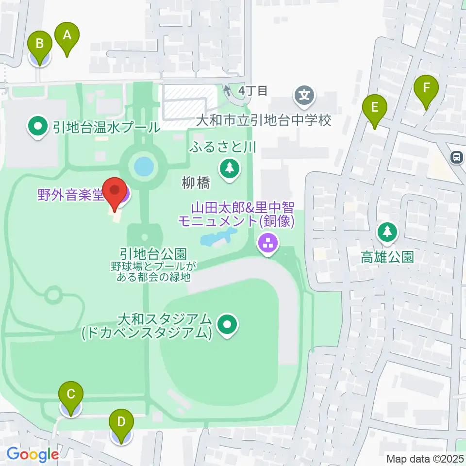 引地台公園野外音楽堂周辺の駐車場・コインパーキング一覧地図