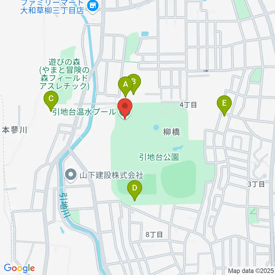 引地台温水プール周辺の駐車場・コインパーキング一覧地図