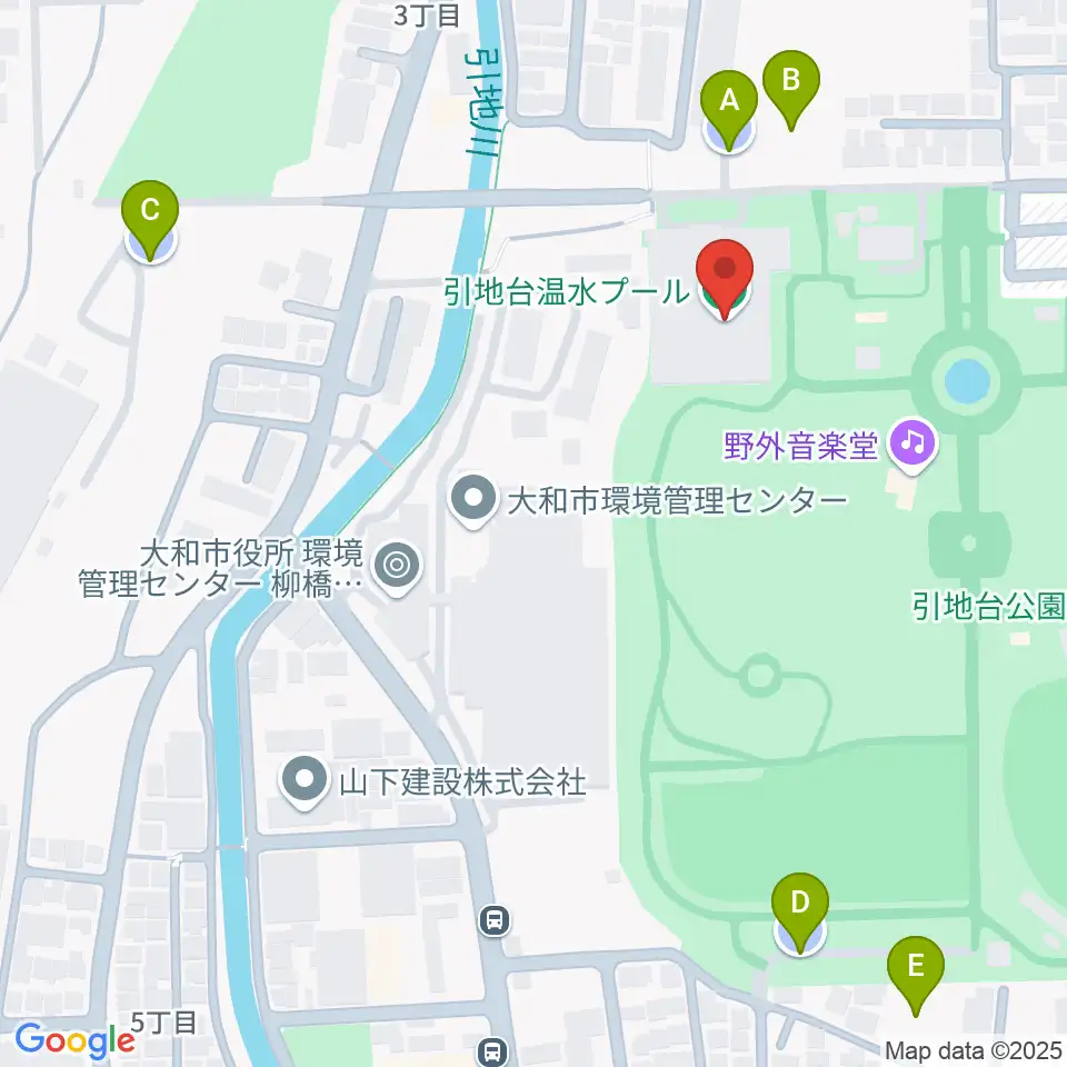 引地台温水プール周辺の駐車場・コインパーキング一覧地図