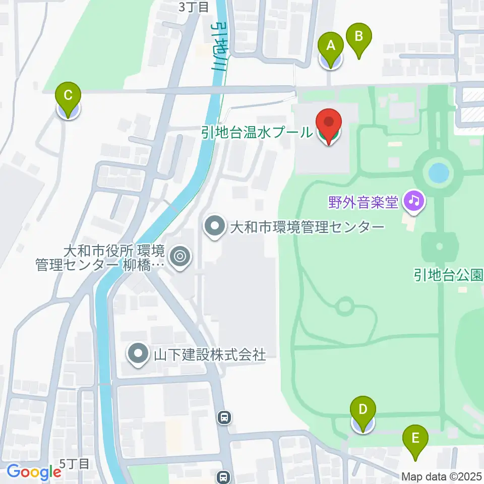 引地台温水プール周辺の駐車場・コインパーキング一覧地図