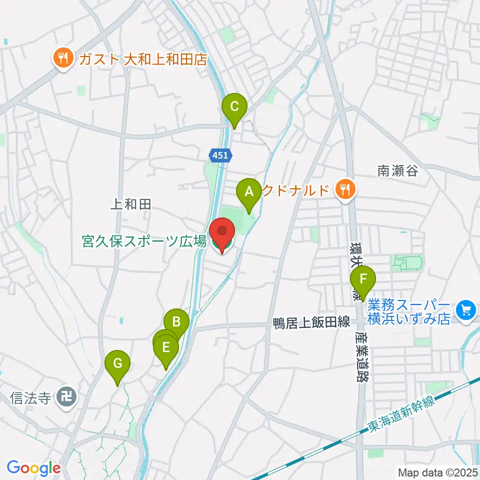 宮久保スポーツ広場周辺の駐車場・コインパーキング一覧地図
