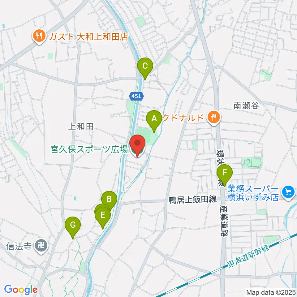 宮久保スポーツ広場周辺の駐車場・コインパーキング一覧地図