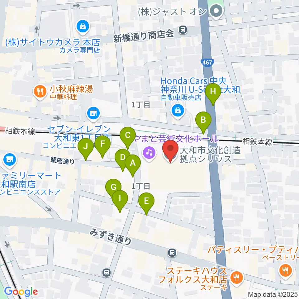 大和市文化創造拠点シリウス周辺の駐車場・コインパーキング一覧地図