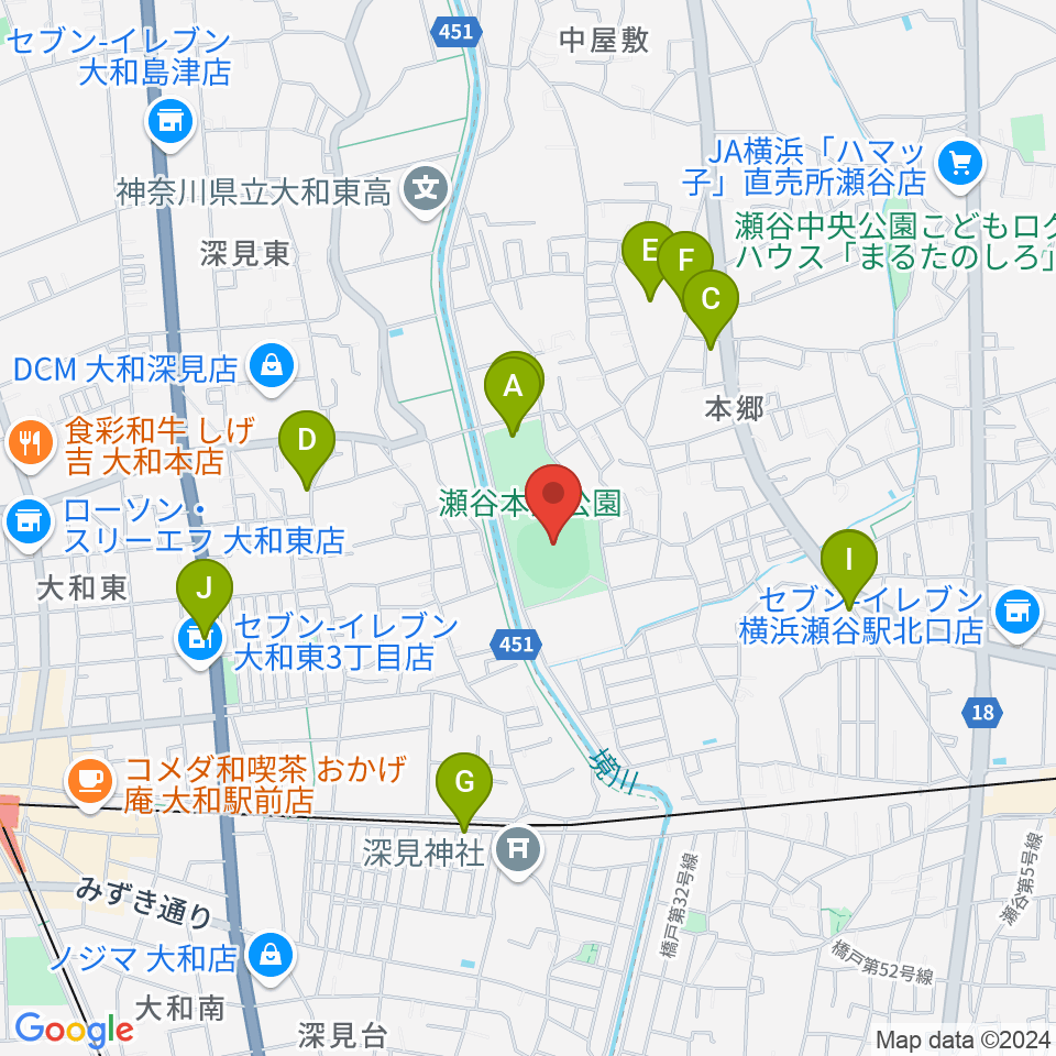 瀬谷本郷公園野球場周辺の駐車場・コインパーキング一覧地図