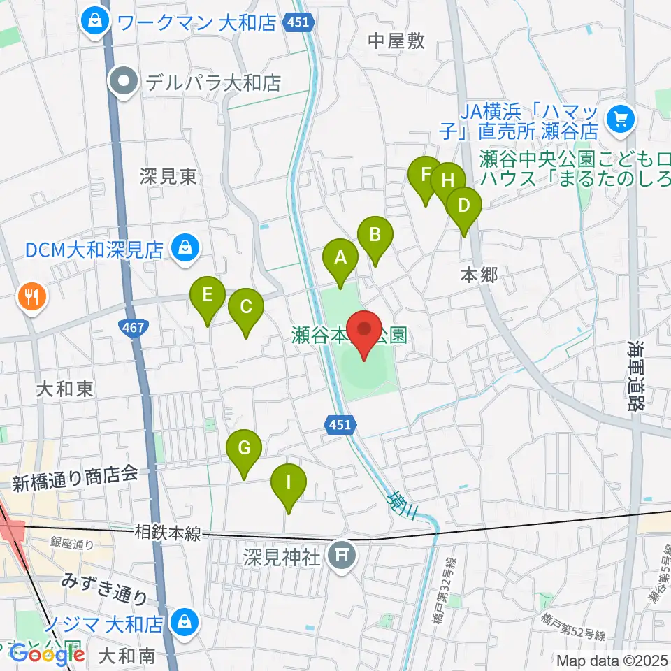 瀬谷本郷公園野球場周辺の駐車場・コインパーキング一覧地図