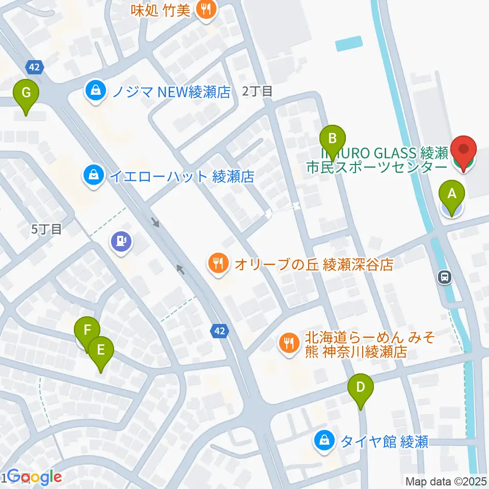 IIMURO GLASS綾瀬市民スポーツセンター体育館周辺の駐車場・コインパーキング一覧地図