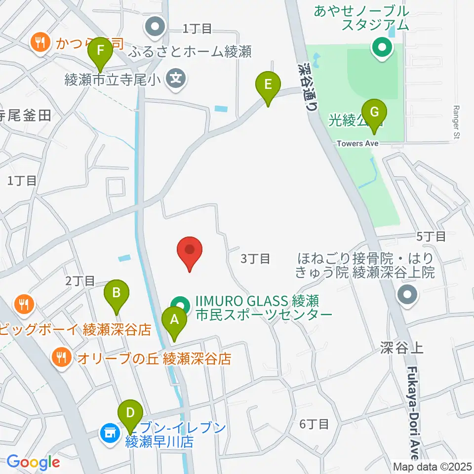 IIMURO GLASS綾瀬市民スポーツセンター陸上競技場周辺の駐車場・コインパーキング一覧地図