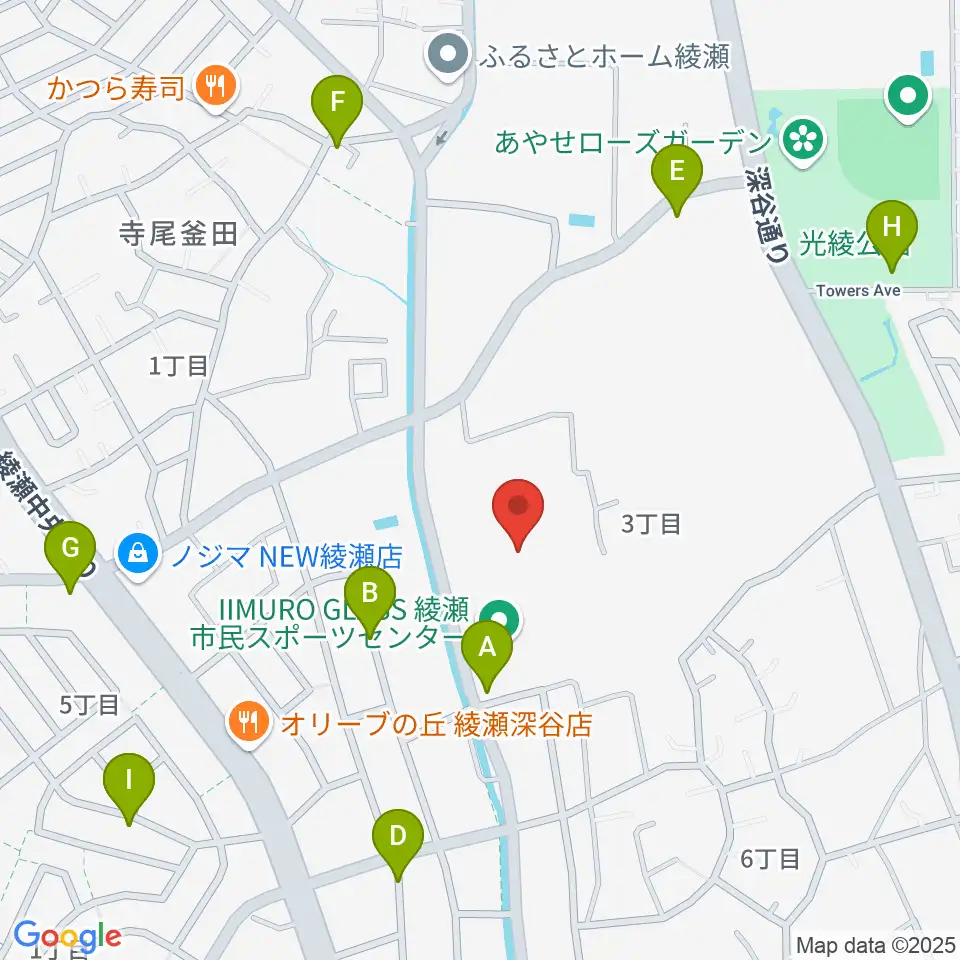 IIMURO GLASS綾瀬市民スポーツセンター陸上競技場周辺の駐車場・コインパーキング一覧地図