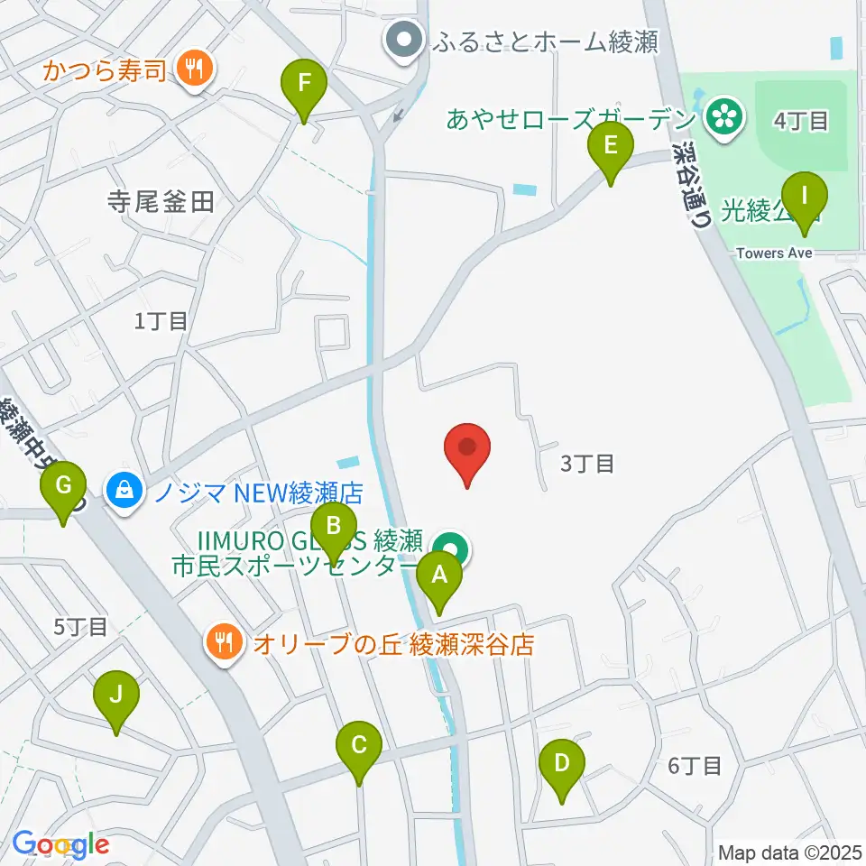 IIMURO GLASS綾瀬市民スポーツセンター陸上競技場周辺の駐車場・コインパーキング一覧地図