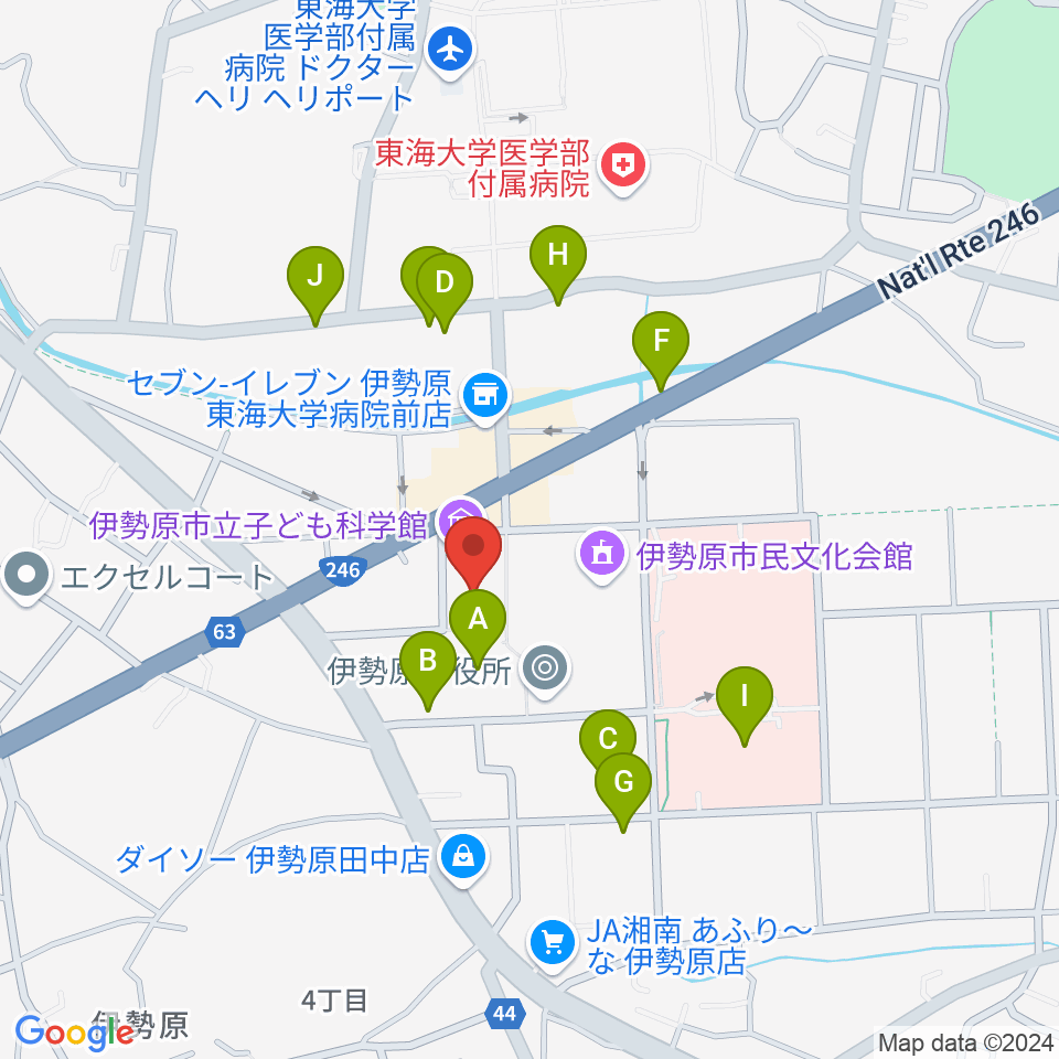 伊勢原市立子ども科学館周辺の駐車場・コインパーキング一覧地図