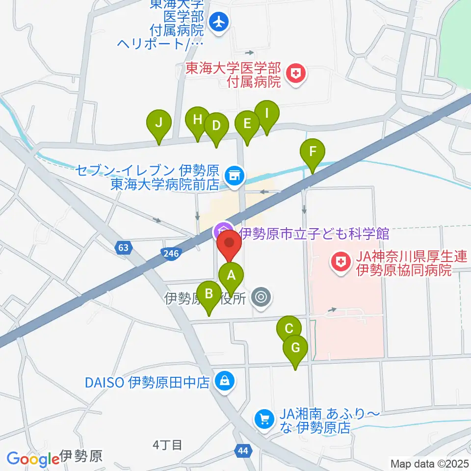 伊勢原市立子ども科学館周辺の駐車場・コインパーキング一覧地図