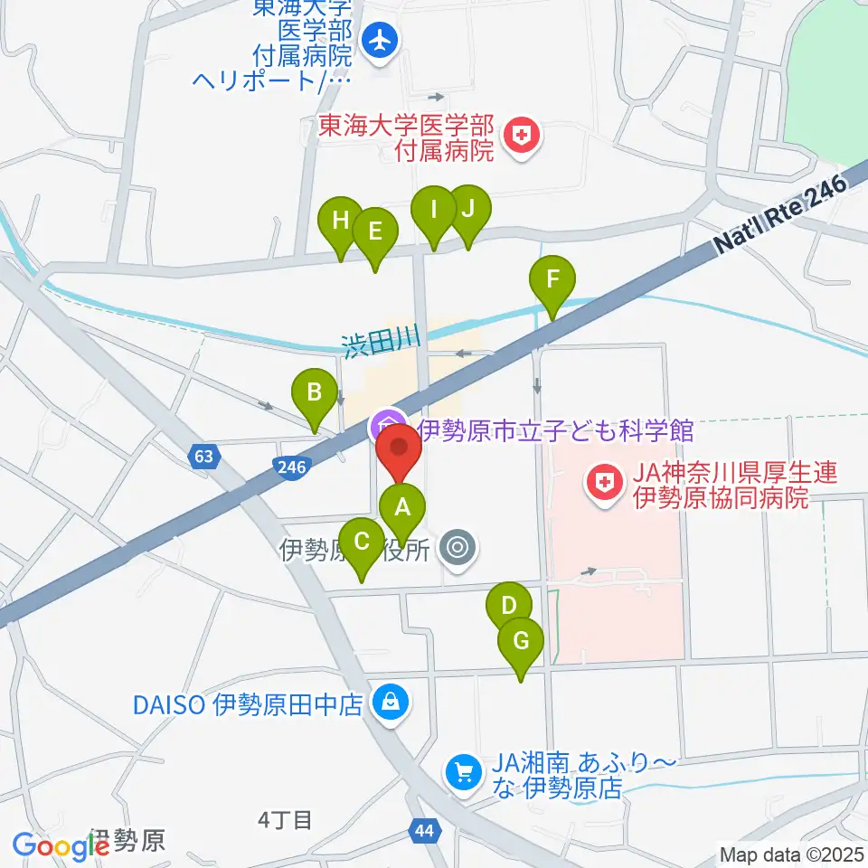 伊勢原市立子ども科学館周辺の駐車場・コインパーキング一覧地図