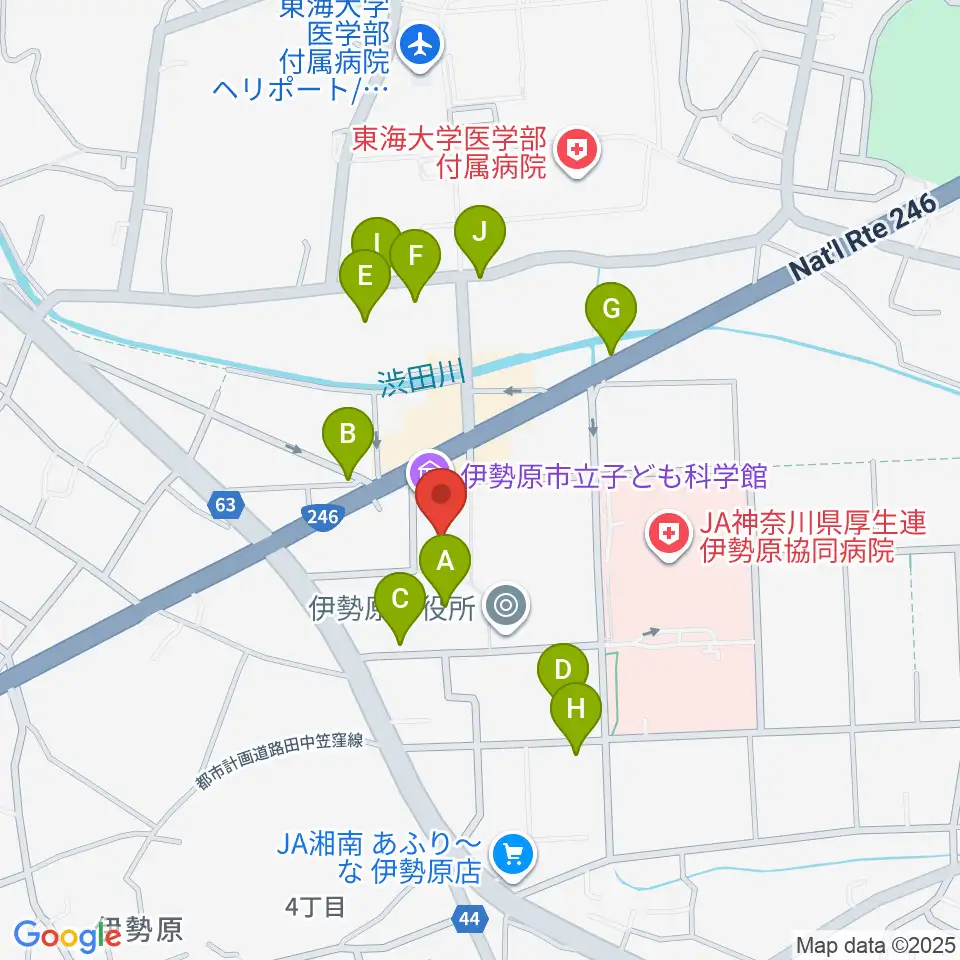伊勢原市立子ども科学館周辺の駐車場・コインパーキング一覧地図