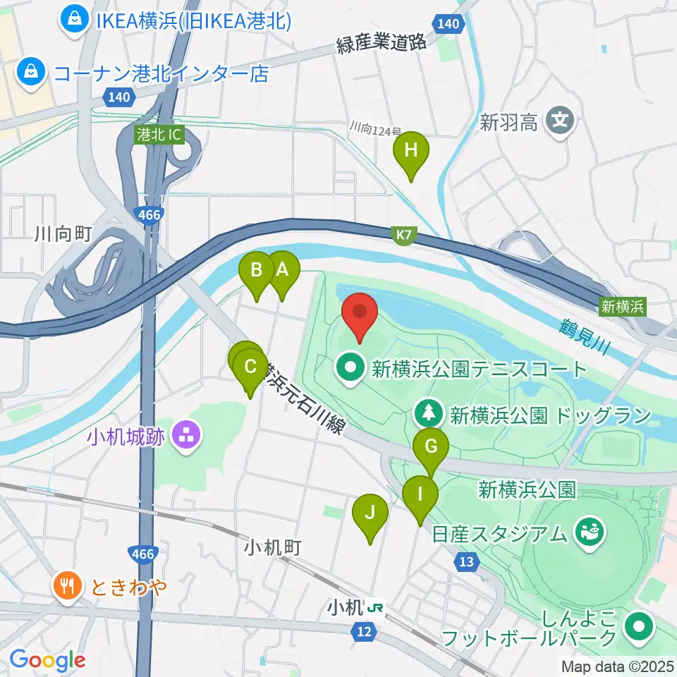 新横浜公園野球場周辺の駐車場・コインパーキング一覧地図
