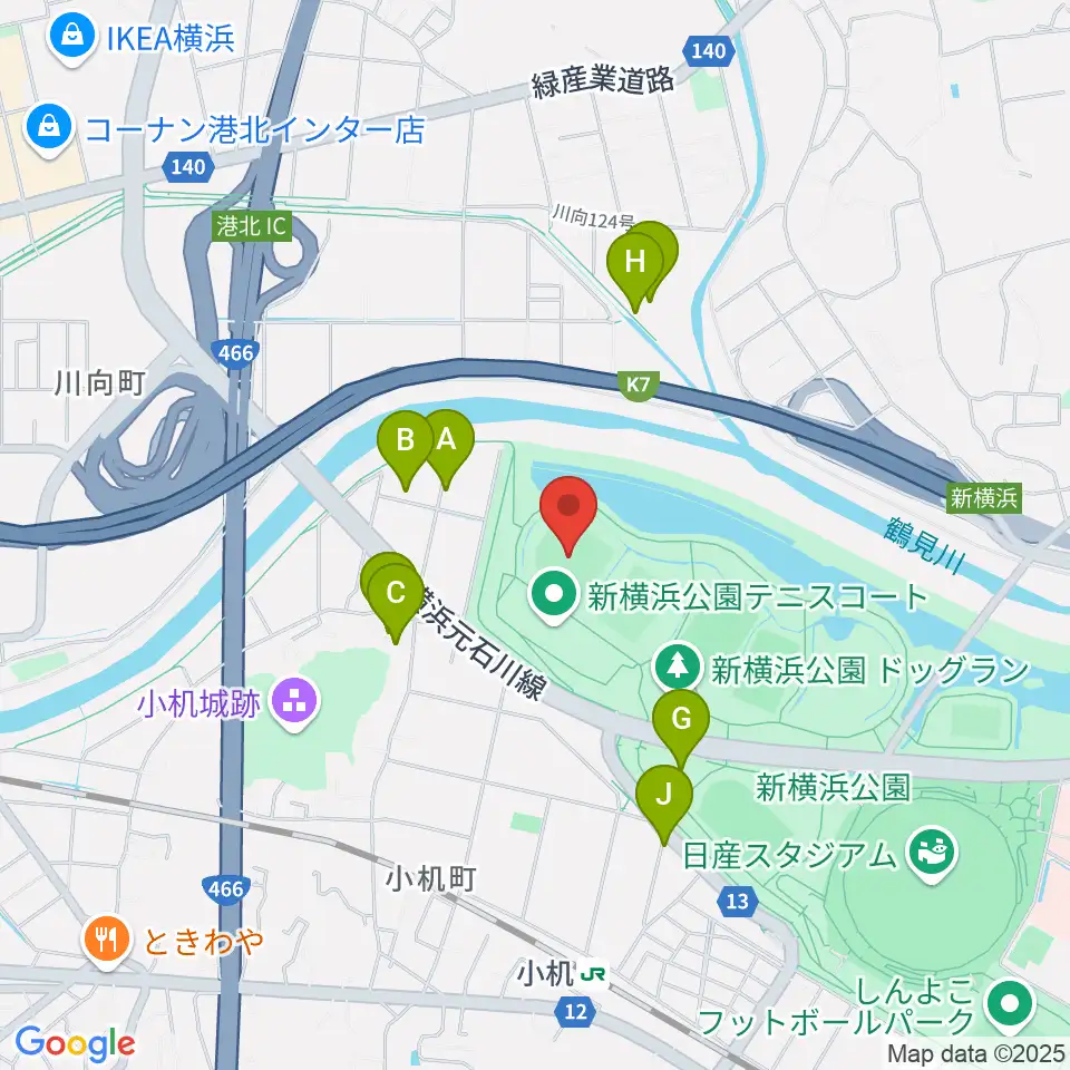  新横浜公園野球場周辺の駐車場・コインパーキング一覧地図