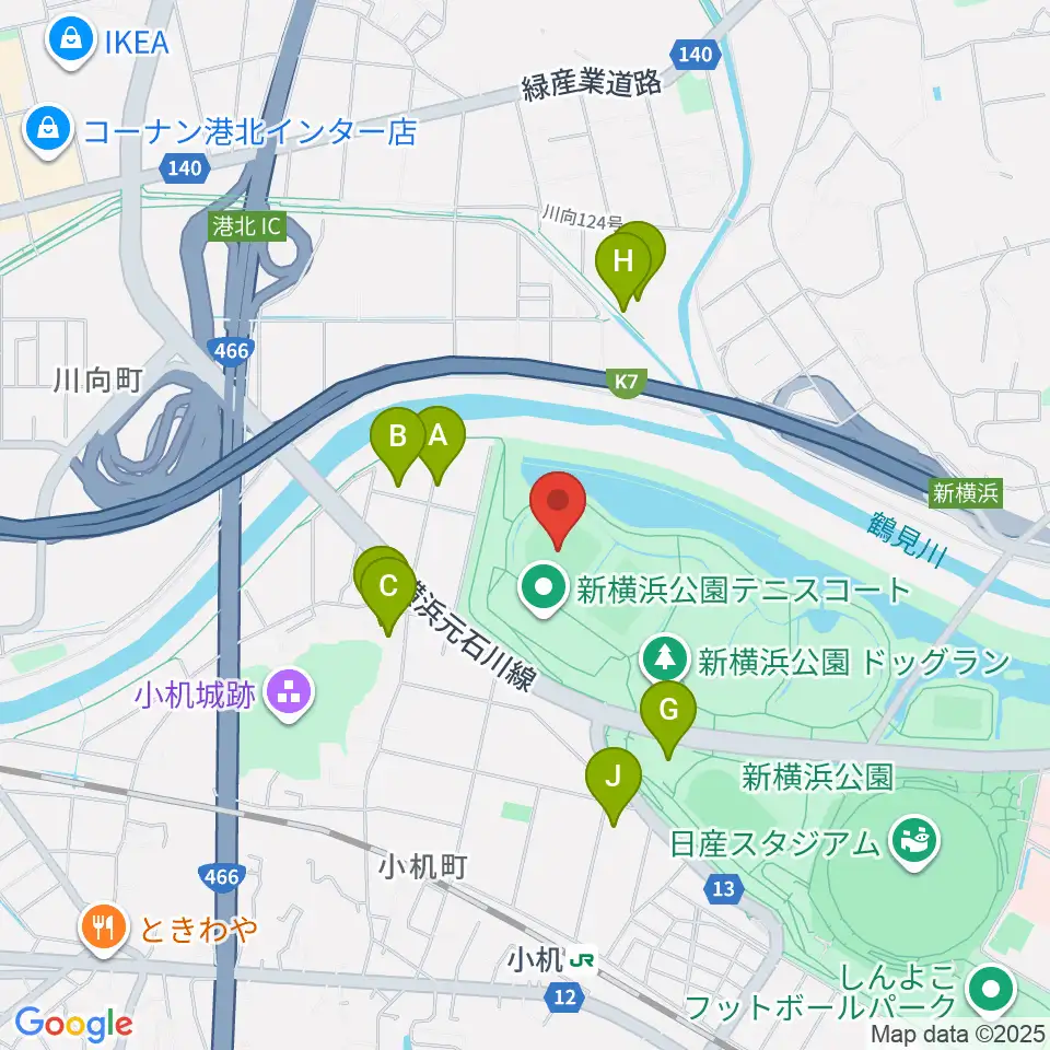  新横浜公園野球場周辺の駐車場・コインパーキング一覧地図