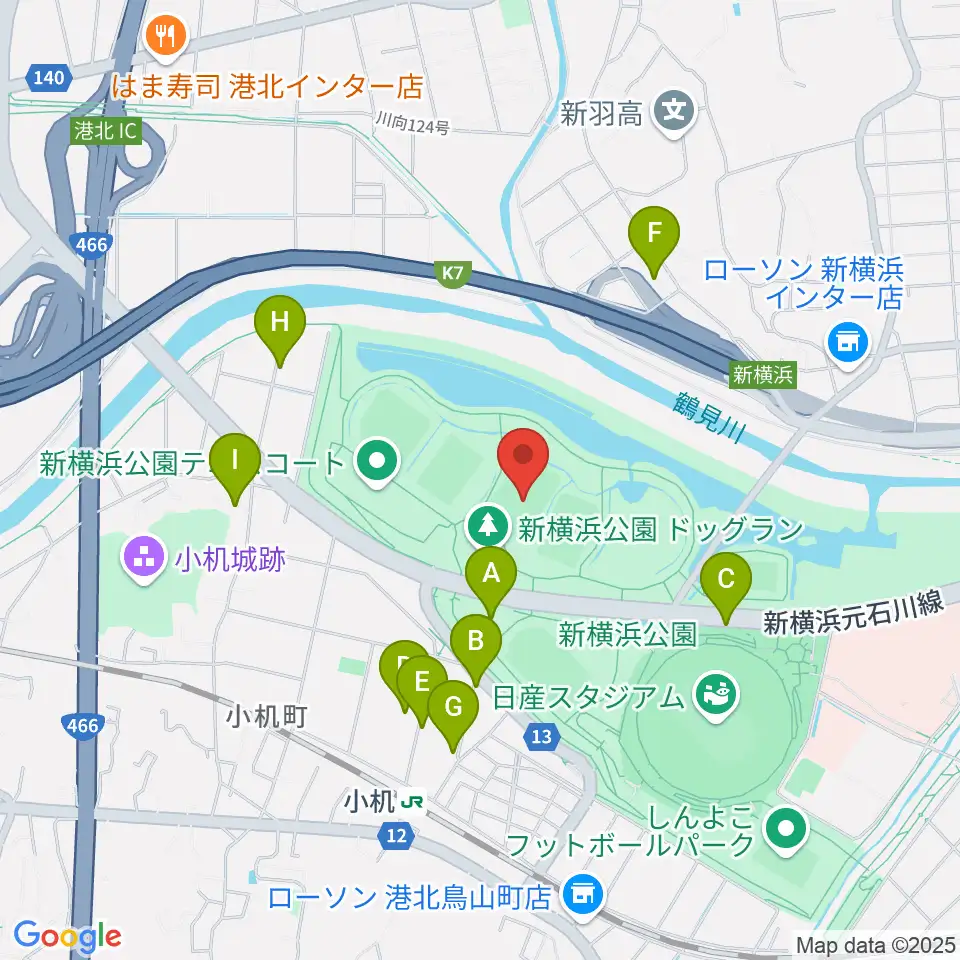 新横浜公園第2運動広場周辺の駐車場・コインパーキング一覧地図