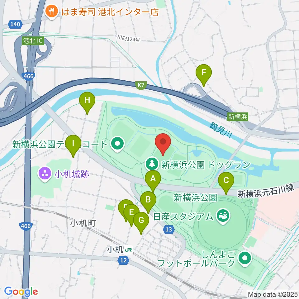 新横浜公園第2運動広場周辺の駐車場・コインパーキング一覧地図