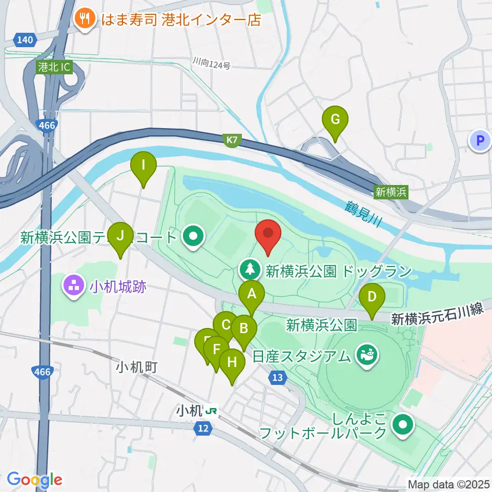新横浜公園第2運動広場周辺の駐車場・コインパーキング一覧地図
