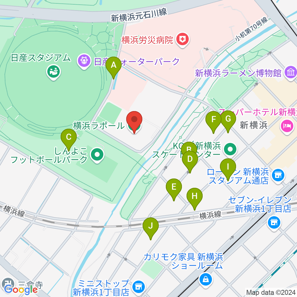 横浜ラポール周辺の駐車場・コインパーキング一覧地図