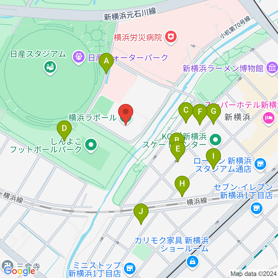 横浜ラポール周辺の駐車場・コインパーキング一覧地図