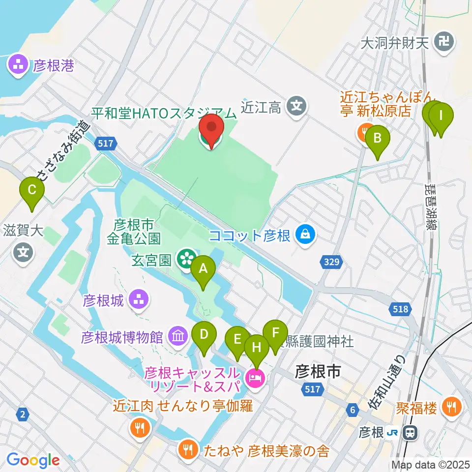 平和堂HATOスタジアム周辺の駐車場・コインパーキング一覧地図