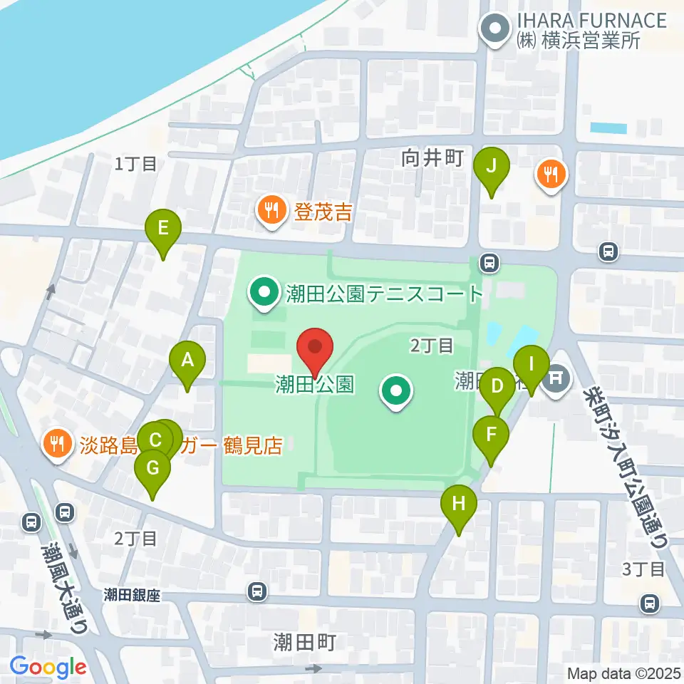 潮田公園野球場周辺の駐車場・コインパーキング一覧地図