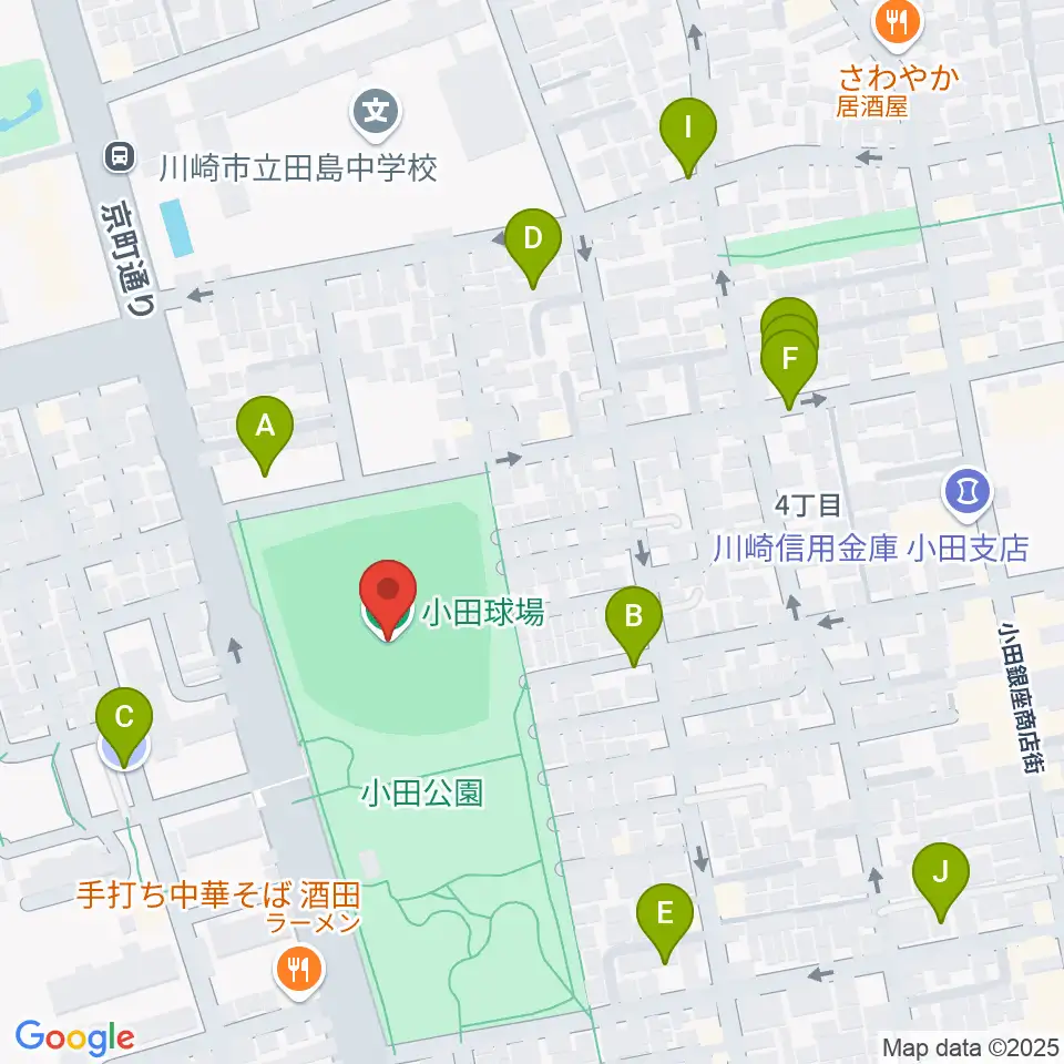 小田球場周辺の駐車場・コインパーキング一覧地図