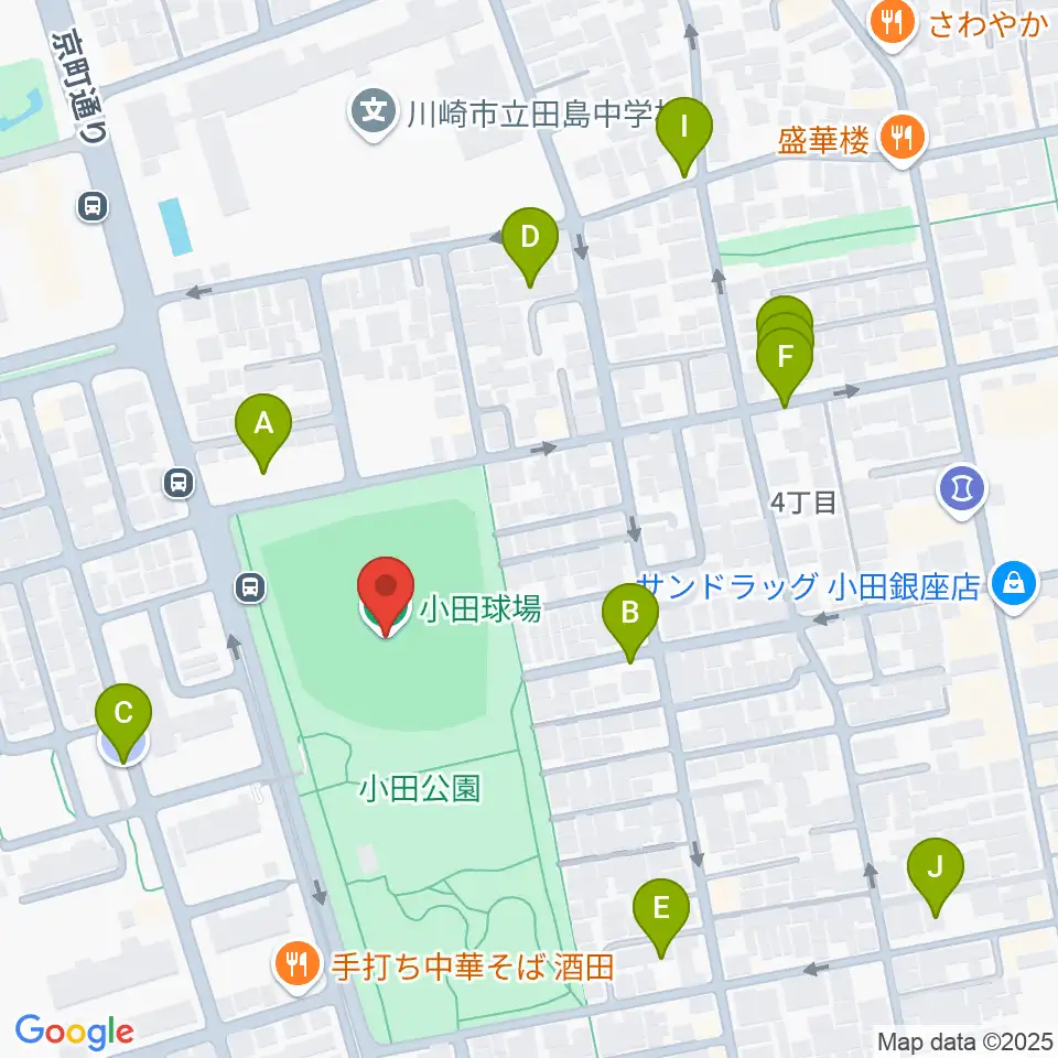 小田球場周辺の駐車場・コインパーキング一覧地図