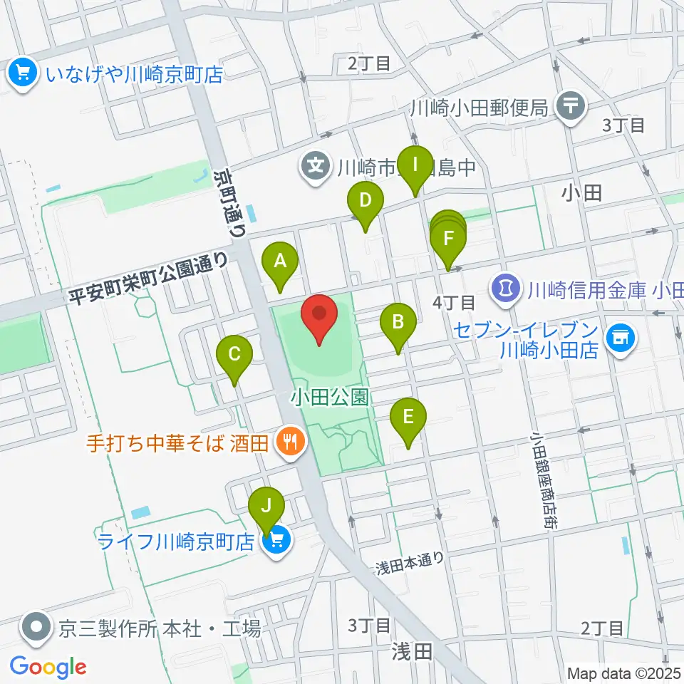 小田球場周辺の駐車場・コインパーキング一覧地図