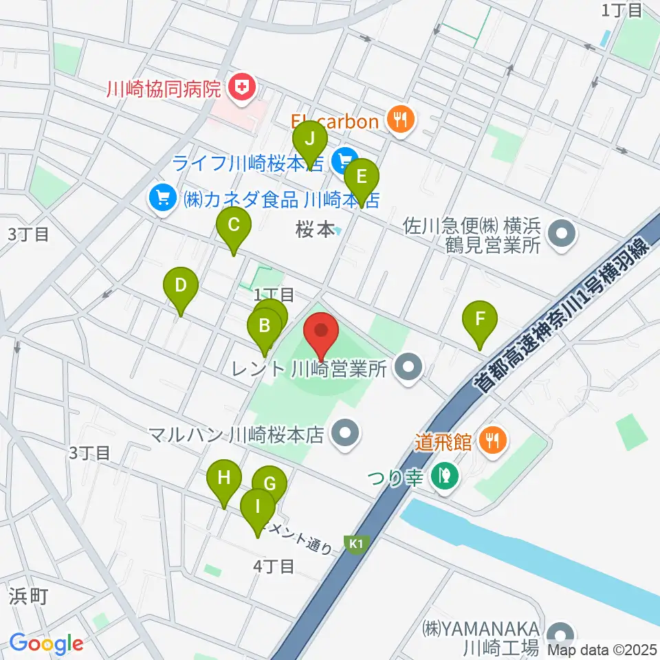 桜川公園野球場周辺の駐車場・コインパーキング一覧地図