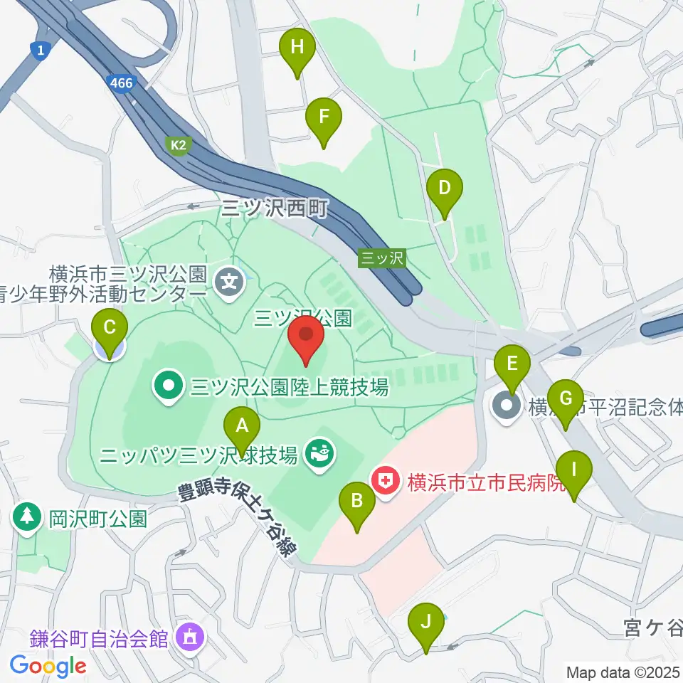 三ツ沢公園補助陸上競技場周辺の駐車場・コインパーキング一覧地図