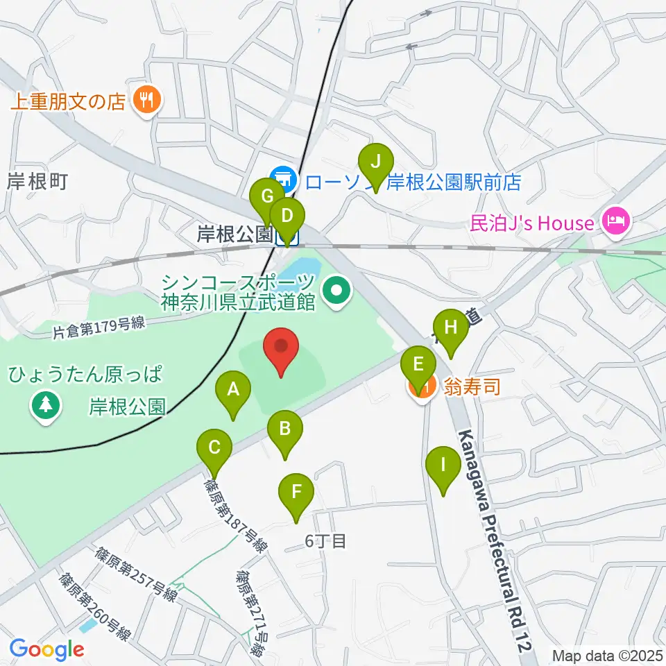 岸根公園野球場周辺の駐車場・コインパーキング一覧地図