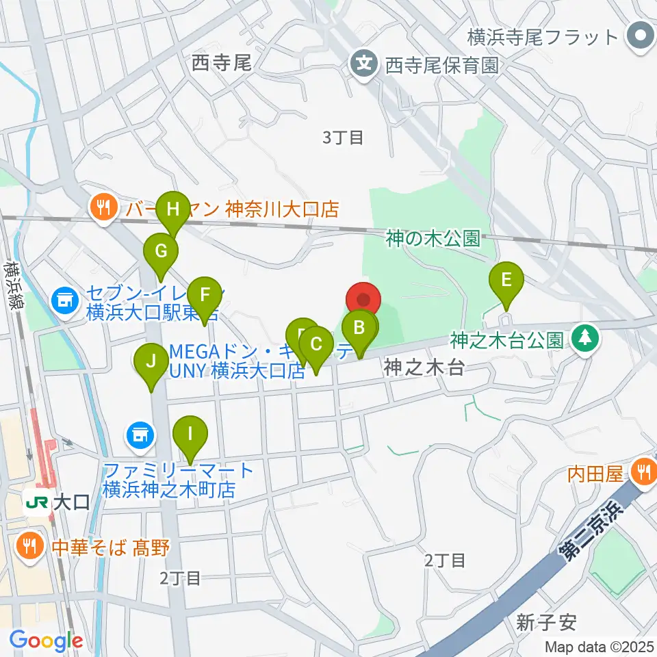 神の木公園野球場 周辺の駐車場・コインパーキング一覧地図