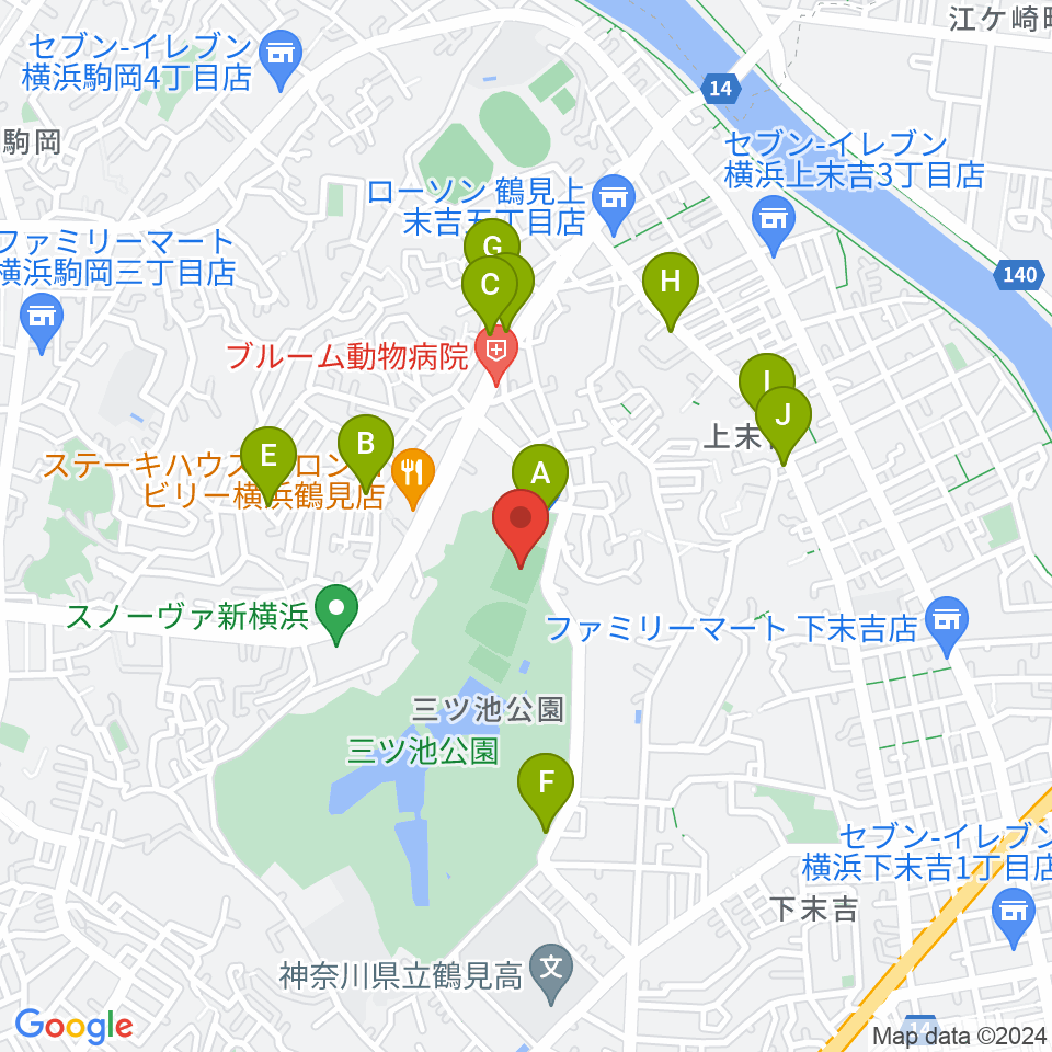 三ツ池公園多目的広場周辺の駐車場・コインパーキング一覧地図