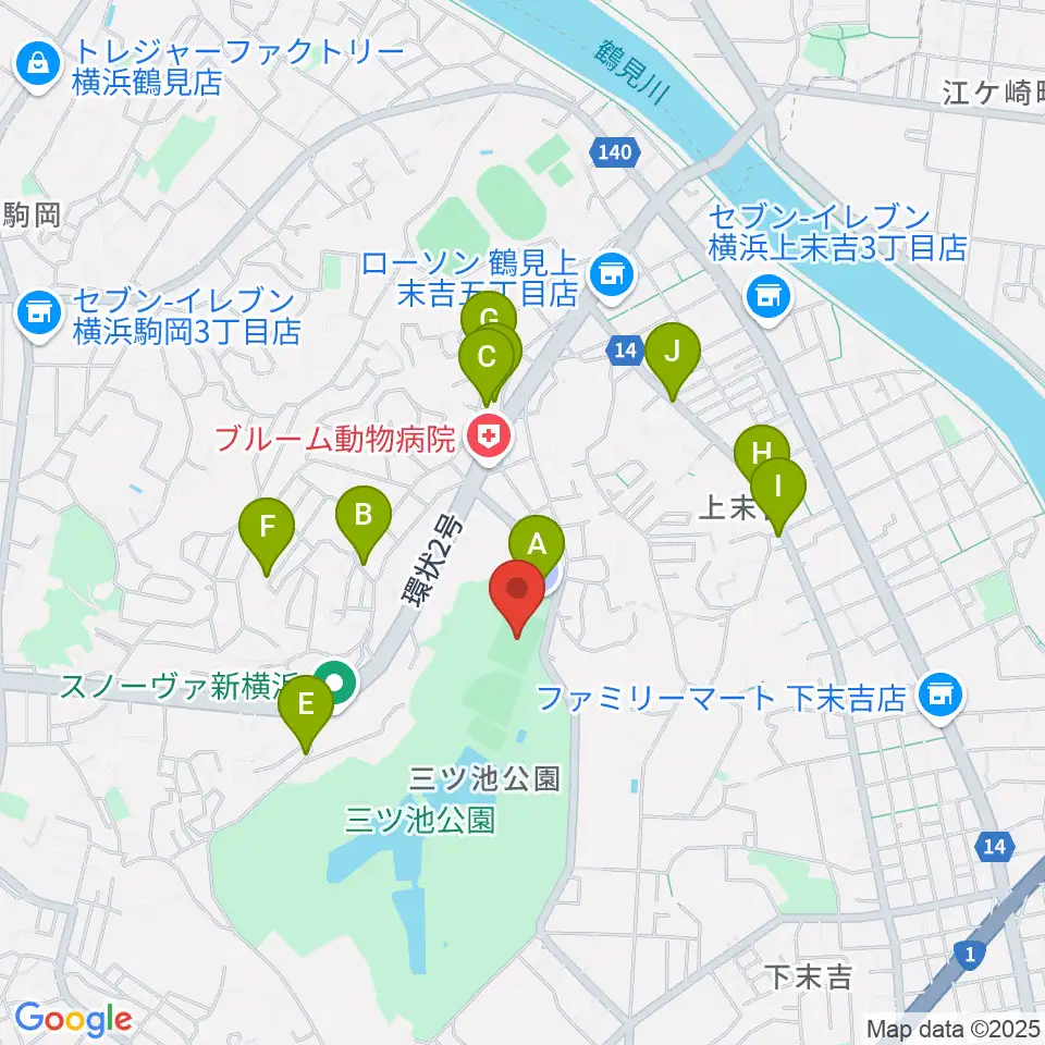 三ツ池公園多目的広場周辺の駐車場・コインパーキング一覧地図