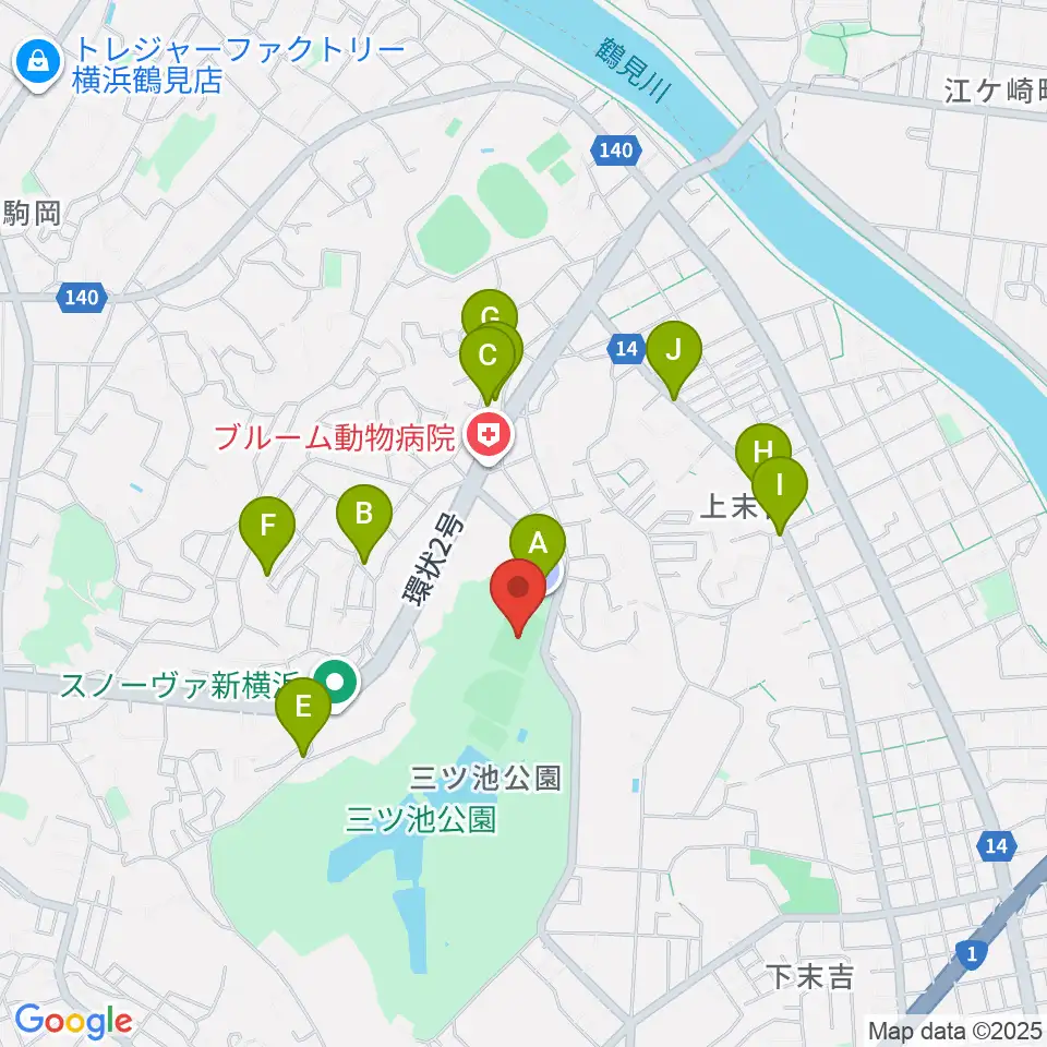 三ツ池公園多目的広場周辺の駐車場・コインパーキング一覧地図