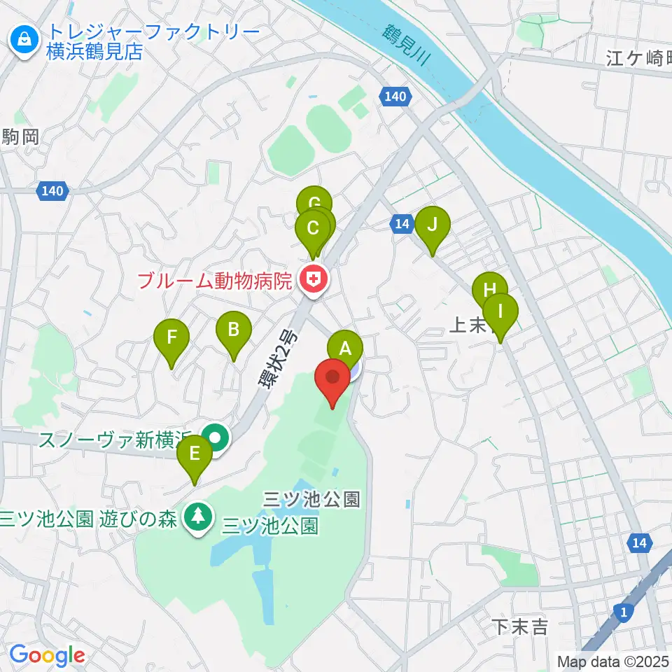 三ツ池公園多目的広場周辺の駐車場・コインパーキング一覧地図
