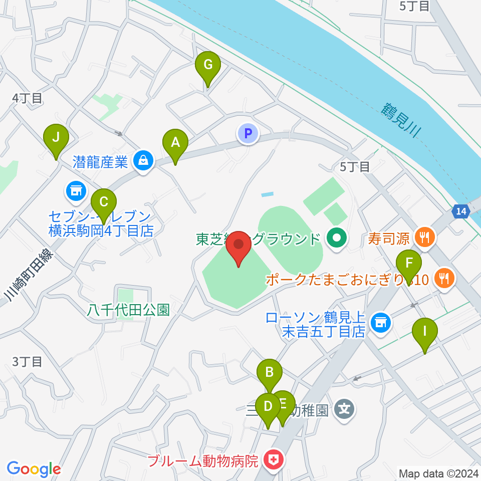 東芝総合グラウンド・野球場周辺の駐車場・コインパーキング一覧地図