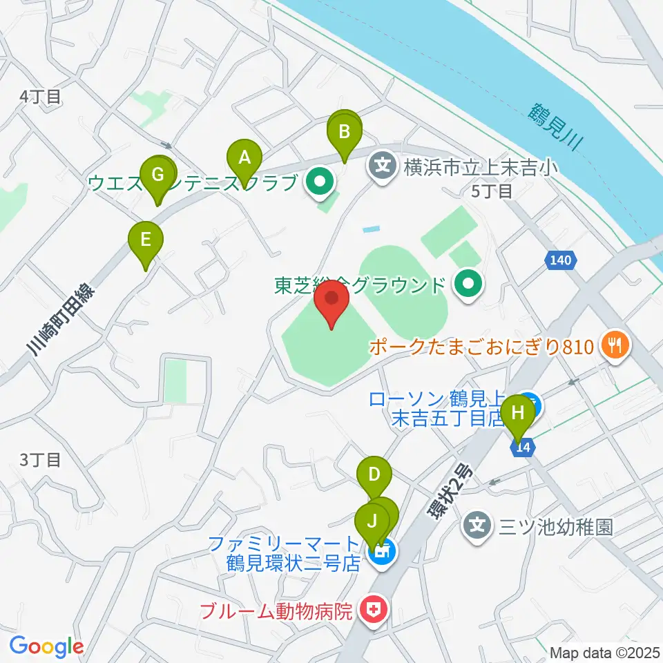 東芝総合グラウンド・野球場周辺の駐車場・コインパーキング一覧地図