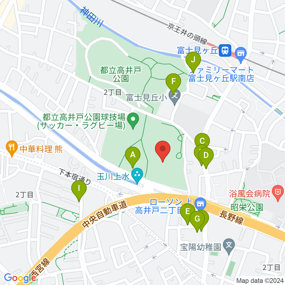 高井戸公園野球場周辺の駐車場・コインパーキング一覧地図