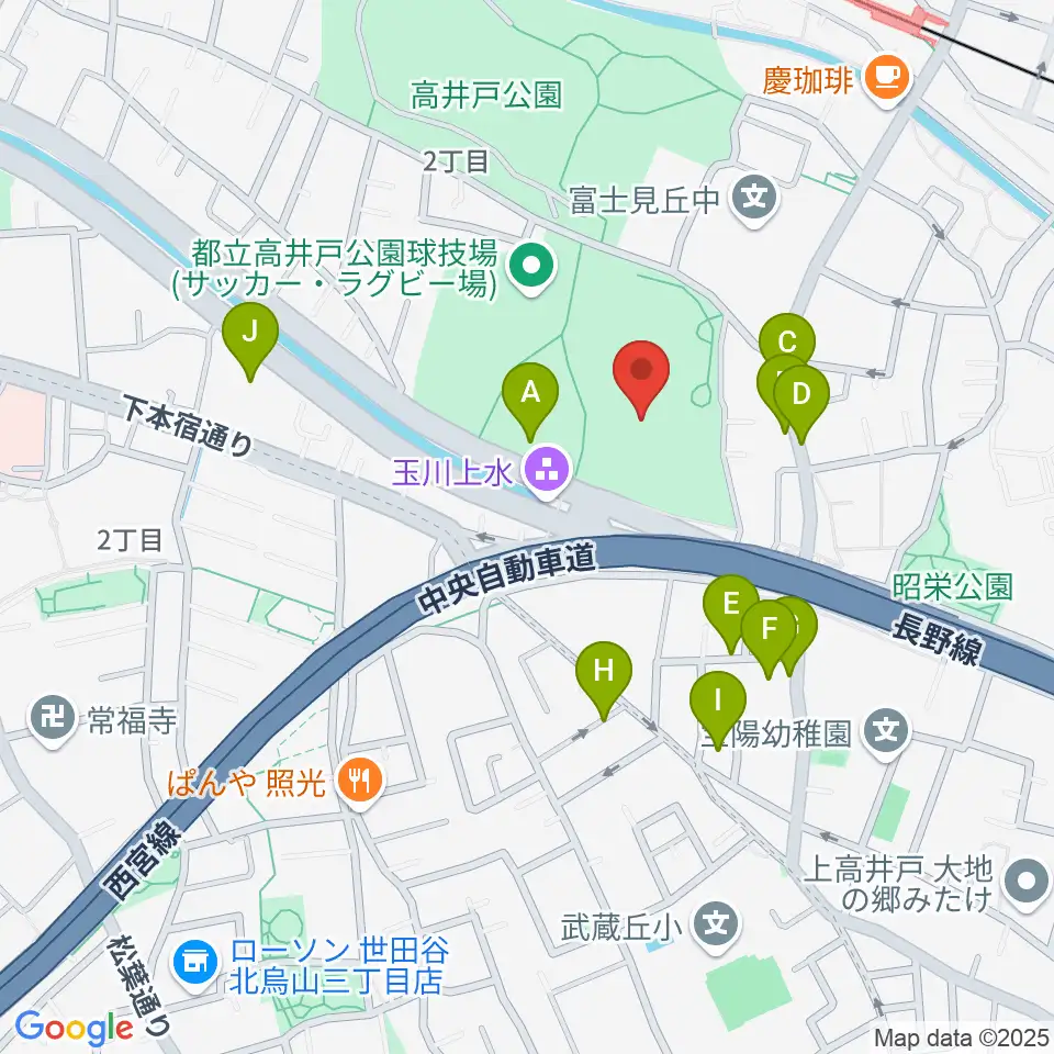 高井戸公園野球場周辺の駐車場・コインパーキング一覧地図