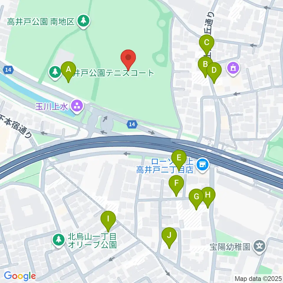 高井戸公園野球場周辺の駐車場・コインパーキング一覧地図