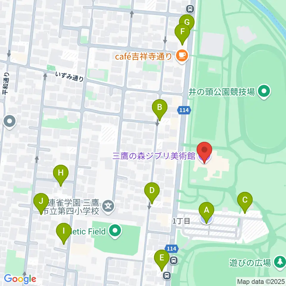 三鷹の森ジブリ美術館周辺の駐車場・コインパーキング一覧地図