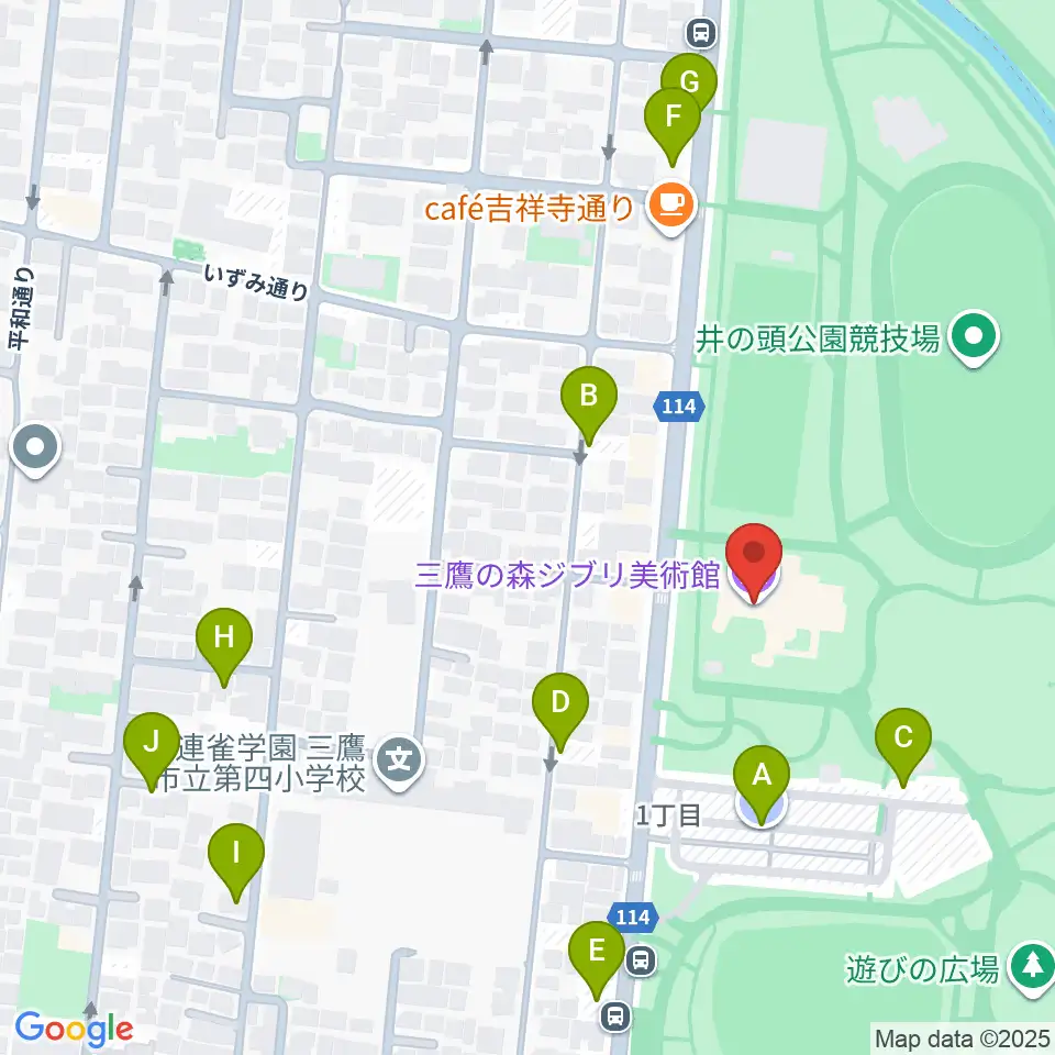 三鷹の森ジブリ美術館周辺の駐車場・コインパーキング一覧地図