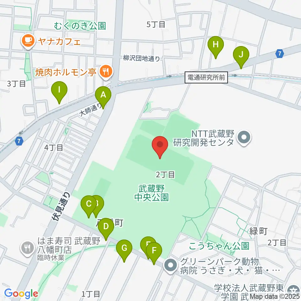 武蔵野中央公園スポーツ広場周辺の駐車場・コインパーキング一覧地図
