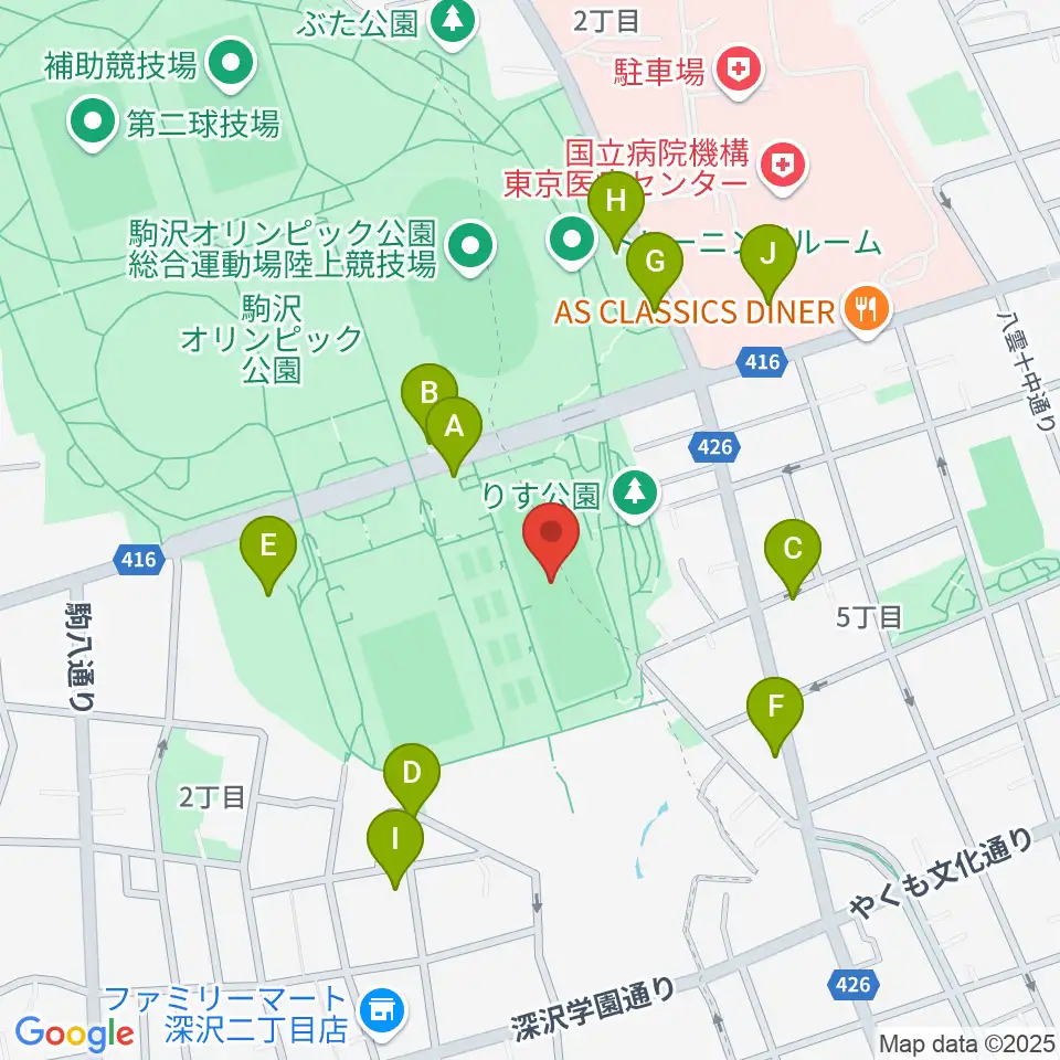 駒沢オリンピック公園軟式野球場周辺の駐車場・コインパーキング一覧地図