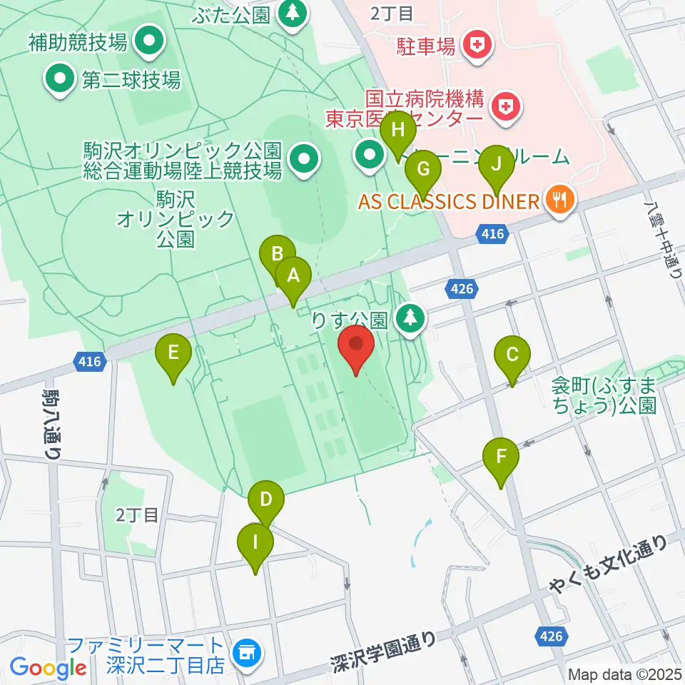 駒沢オリンピック公園軟式野球場周辺の駐車場・コインパーキング一覧地図
