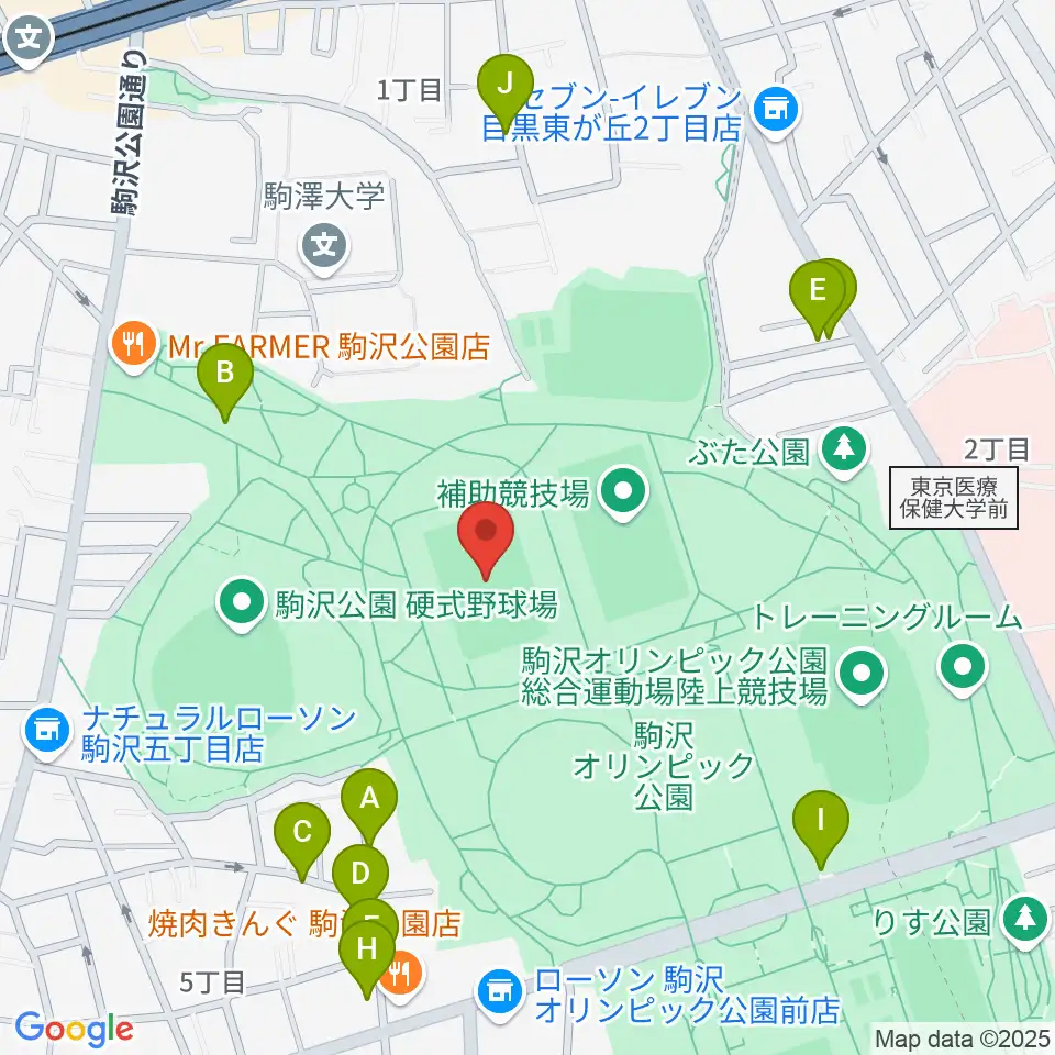 駒沢オリンピック公園第二球技場周辺の駐車場・コインパーキング一覧地図
