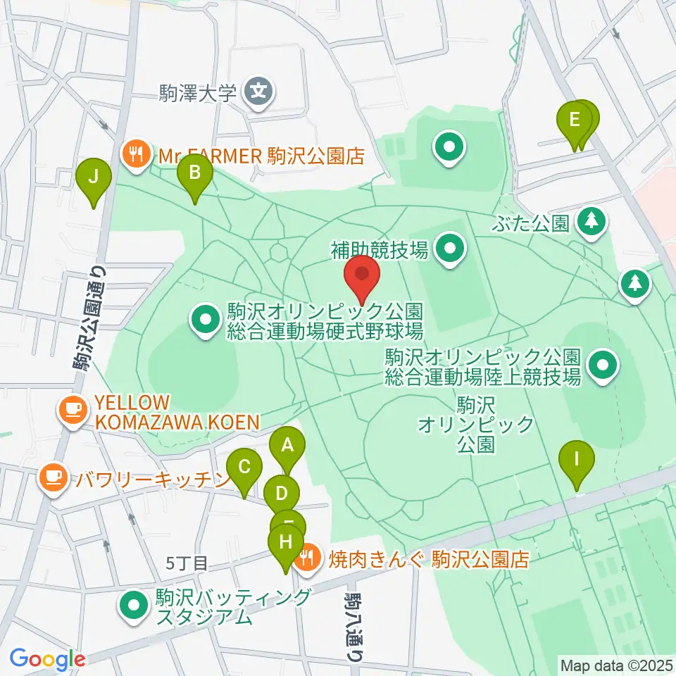 駒沢オリンピック公園第二球技場周辺の駐車場・コインパーキング一覧地図